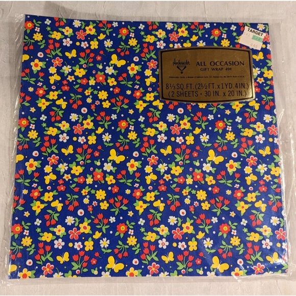5 Vtg Wrapping Paper Birthday Flowers Gift Flat Fold Ephemera Journal Crafts New - Picture 3 of 12
